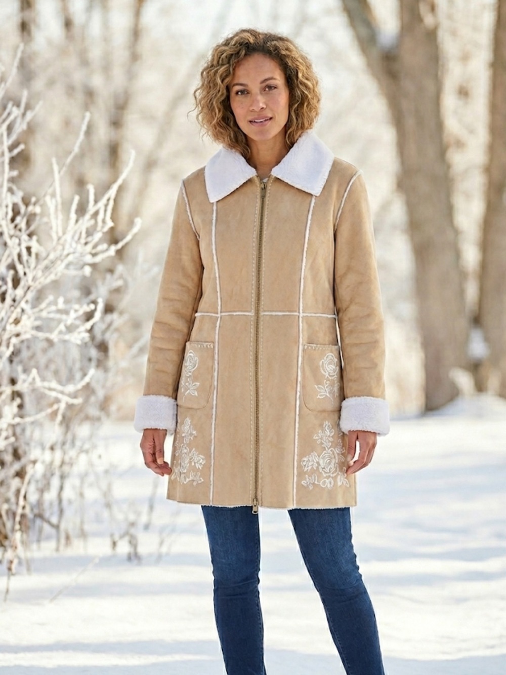 Suede & Sherpa Embroidered Jacket Size XL | Western Boho Chic | Cozy Cottagecore